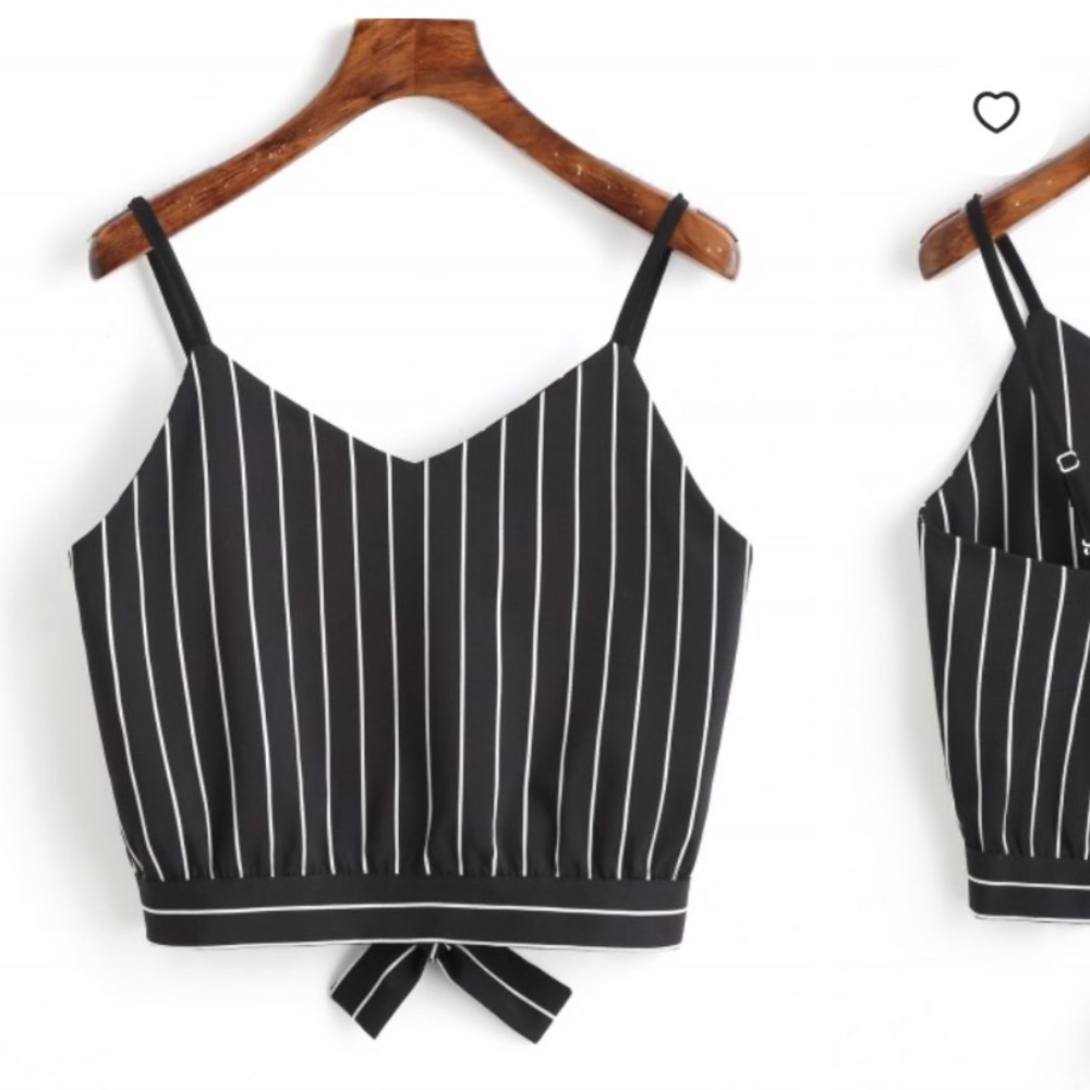 Zaful Black & White Stripped Cropped Cami size S